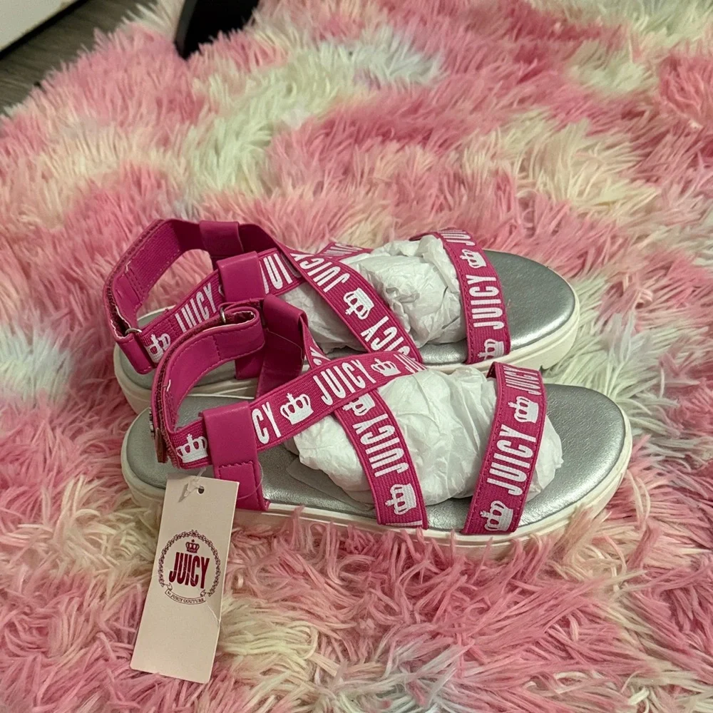 Juicy Couture Kids Sandals with Pink and Silver Accents